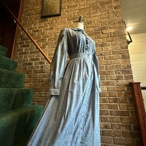 VTG NWT 100% Cotton Solid Chambray Jean Style Skirt & Shirt Set